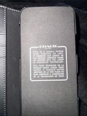 Coach Black Leather Phone Folio with gray logo BRAND NEW